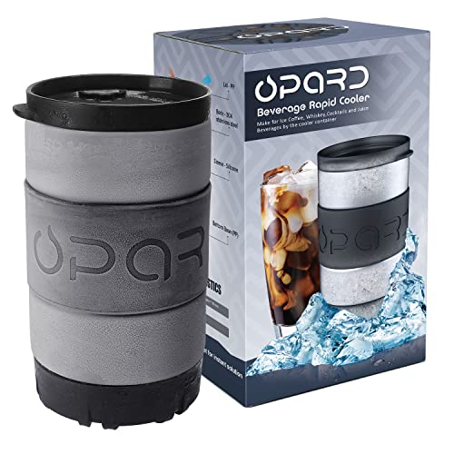 Opard Iced Coffee Maker, Instant Patented Beverage Chiller Cool Down in Minutes, Anti-crack Drink Chiller Reusable for Coffee, Juice, Wine, Spirits, Alcohol, 14OZ
