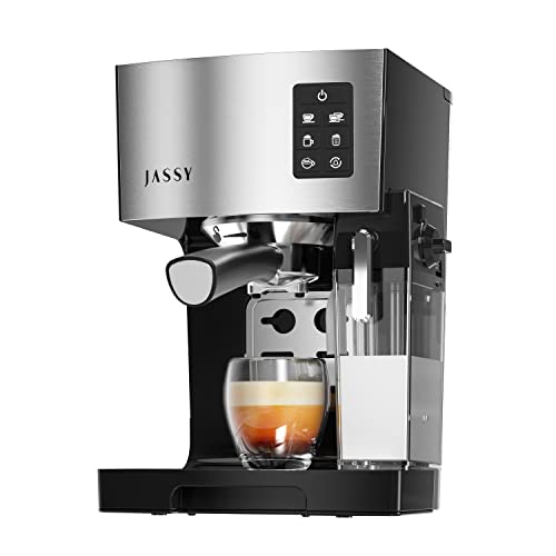 JASSY Espresso Coffee Machine Cappuccino Maker with 19 BAR Pump & Powerful Milk Tank for Home Barista Brewing,Multiple Functions for Espresso/Moka/Cappuccino,Self-Cleaning System,1250W