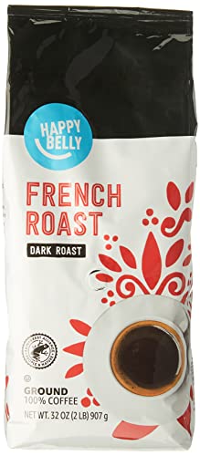 Amazon Brand – Happy Belly French Roast Ground Coffee, Dark Roast, 32 Ounce