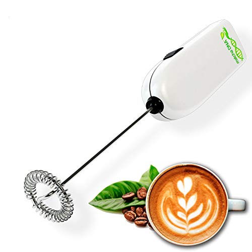 Powerful Battery Operated Handheld Milk Frother Foam Maker for Lattes, Whisk Drink Mixer for Coffee, Mini Foam Maker for Cappuccino, Matcha, Hot Chocolate and Smoothies By MATCHA DNA(Silver)