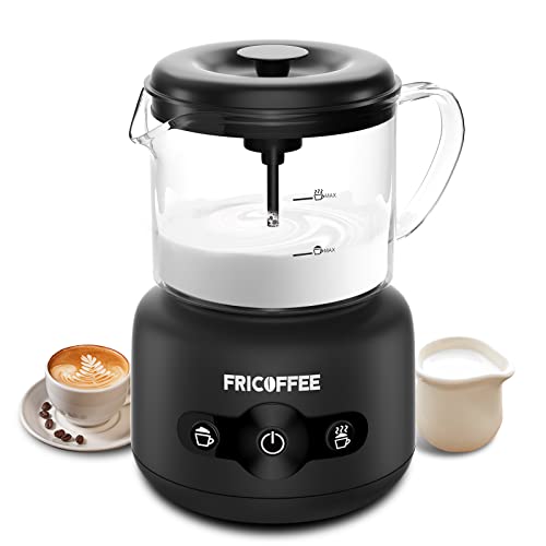 Electric Milk Frother, Fricoffee Milk Steamer Hot and Cold Foam Maker 5.07oz Foaming 10.14oz Heating, Detachable Milk Frother &Heater with Stand Stainless for Coffee Lovers Gift, Mothers Day Gift