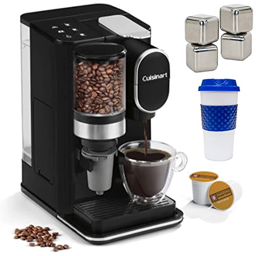 Cuisinart DGB-2 Grind and Brew Single-Serve Coffeemaker Bundle with Deco Essentials Stainless Steel Ice Cubes and Deco Chef Reusable 16-Ounce To Go Travel Mug