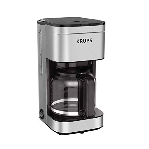 Krups Simply Brew Stainless Steel Drip Coffee Maker 10 Cup 900 Watts Coffee Filter, Drip Free, Dishwasher Safe Pot Silver and Black