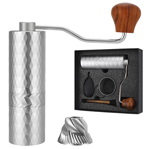 Cosyonall Manual Coffee Grinder, Portable Hand Coffee Grinder with Stainless Steel Burr, Handheld Burr Coffee Grinder Mill with Adjustable Coarseness Setting for Espresso French Press Drip Coffee