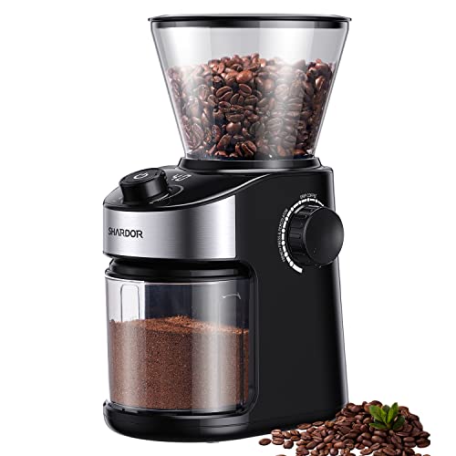 SHARDOR Coffee Grinder Burr Electric, Automatic Coffee Bean Grinder with Digital Timer Display, Adjustable Burr Mill with 25 Precise Grind Setting for French Press, Drip Coffee, and Espresso, Black