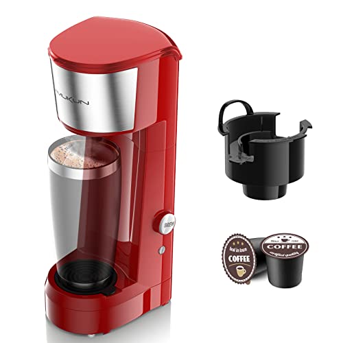 Vimukun Single Serve Coffee Maker Coffee Brewer Compatible with K-Cup Single Cup Capsule, Single Cup Coffee Makers Brewer with 6 to 14oz Reservoir, Tall Size KCM010A (Red)