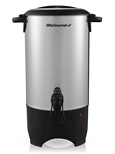 Elite Gourmet CCM-040 40 Cup Electric Hot Water Coffee Brewer Urn, Removable Filter For Easy Cleanup, Two Way Dispenser with Cool-Touch Handles, Stainless Steel