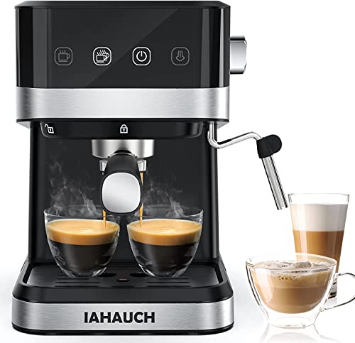 IAHAUCH Espresso Machines 20 Bar 1050W Brewing Pressure Latte Cappuccino Machine, Expresso Coffee Machine with Milk Frother, 1.5L/50Oz Detachable Water Tank, Coffee Maker for Macchiato, Latte