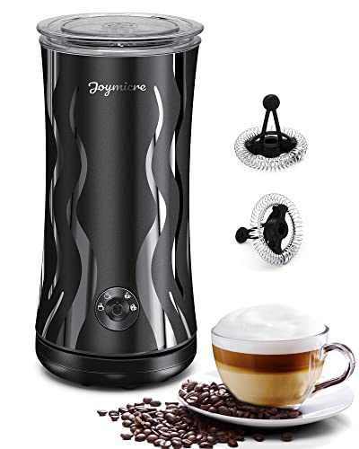 Joymicre Milk Frother and Steamer 4-in-1 Hot and Cold Foam Maker 8oz/240ml Automatic Milk Warmer and Frother 65℃/149℉ 120V 400W for Latte, Cappuccinos, Macchiato, Chocolate, with Two Whisks