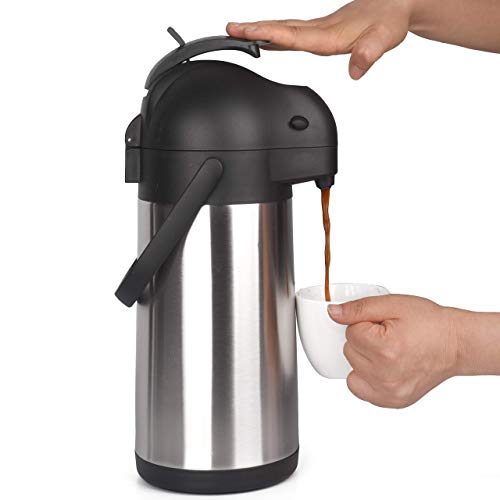 74Oz Airpot Thermal Coffee Carafe – Insulated Stainless Steel Coffee Dispenser with Pump – Thermal Beverage Dispenser – Thermos Coffee Carafe for Keeping Hot Coffee & Tea Hot For 12 Hours – Cresimo