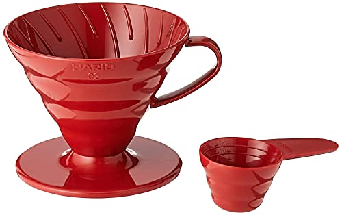 Hario V60 Plastic Coffee Dripper Pour Over Cone Coffee Maker Size 02, Red
