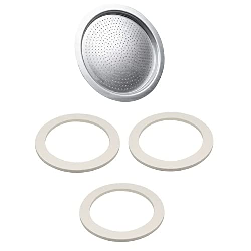 Univen 2.5″ (64mm) Espresso Filter and Gasket Seals Compatible with Bialetti 6 Cup Aluminum Espresso Makers
