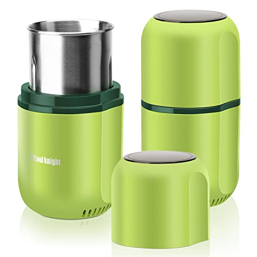 COOL KNIGHT Herb Grinder [large capacity/fast/Electric ]-Spice Herb Coffee Grinder with Pollen Catcher/- 7.5″ (Green)