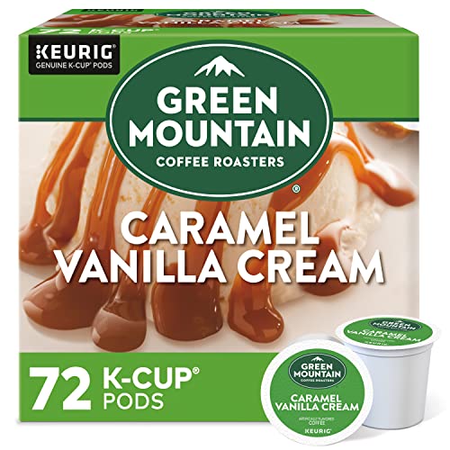 Green Mountain Coffee Roasters Caramel Vanilla Cream, Single-Serve Keurig K-Cup Pods, Flavored Light Roast Coffee, 72 Count