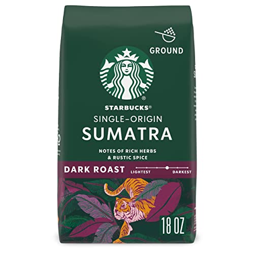 Starbucks Sumatra Dark Roast Ground Coffee, 18 Ounce (Pack of 1)