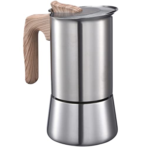 Stovetop Espresso Maker – Italian Coffee Pot & Stainless Steel Espresso Maker – Coffee Maker For Stove Top, Induction, Gas, Electric Stove Metal Cooktop – Express Moka, Cappuccino Makers – Coffee Pots