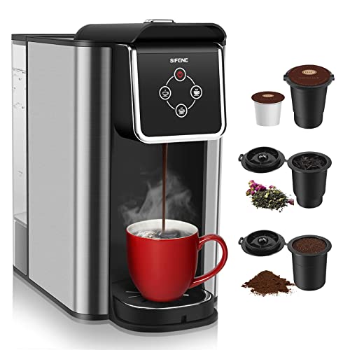 SIFENE Single Serve Coffee Machine, 3 in 1 Pod Coffee Maker For K-Cup Capsule, Single Cup Coffee and Tea Maker, Ground Coffee Brewer, Leaf Tea Maker, BPA Free