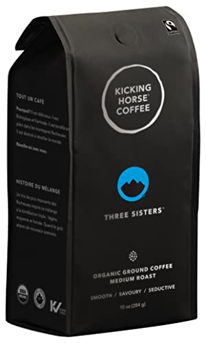 Kicking Horse Coffee Three Sisters, Medium Roast, Ground, Certified Organic, Fairtrade, Kosher, Black, 10 Oz, Pack of 6