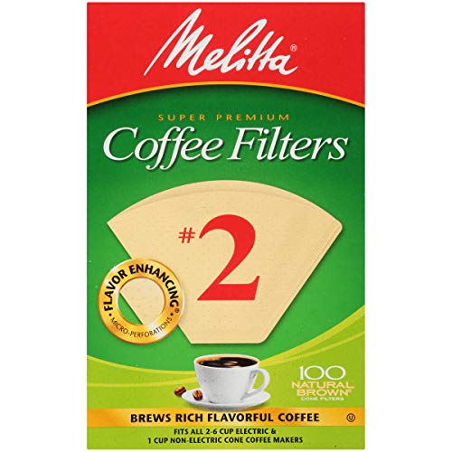 Melitta #2 Cone Coffee Filter, Natural Brown, 100 Count (Pack of 6)