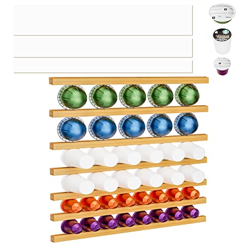 MinBoo Bamboo Coffee Pod Holder 10 Pack Coffee Pod Counter Storage Strips Saving Space Compatible with K Cup Pods,Nespresso Pods, and Originalline Pod Storage DIY Office Kitchen Counter Organizer