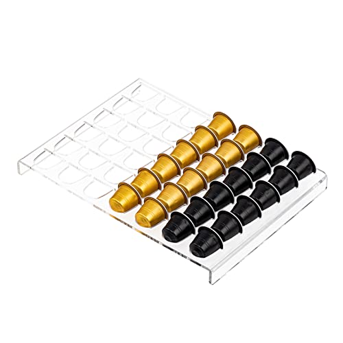 SUMERFLOS Coffee Pod Storage Organizer Tray Drawer, Holds 42 Capsules Compatible with Nespresso original pods Insert for Kitchen Home Office Capsule Drawer Capsule Holder and Organizer – Clear