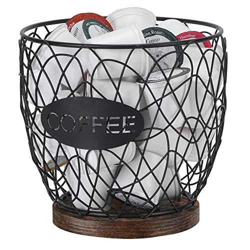 YINMIT Coffee Pods Holder, Sturdy K Cups Organizer, 35 Kcups Large Capacity Storage Basket for Kitchen Counter and Office Desktop, Add Attractiveness to Your Private Coffee Bar Area (Pattern Basket)