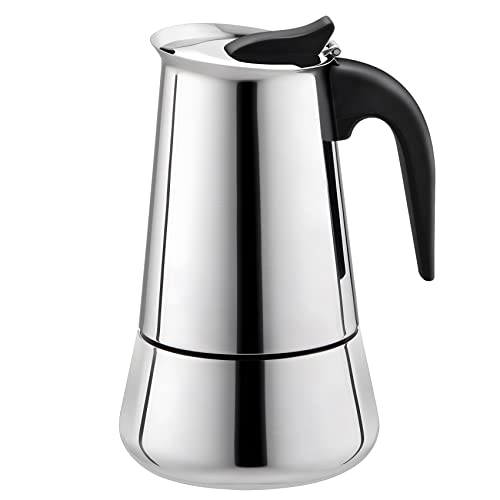 Wanjorlay Moka Coffee Pot Espresso Latte Percolator Stove Coffee Maker Espresso Pot Italian Coffee Machine 100Ml Stainless Steel