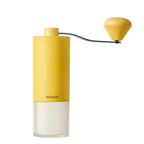 Portable Manual Coffee Grinder Integrated Travel Bean Grinder Stainless Steel Mills，Grinding Burr SUS420, Color Yellow