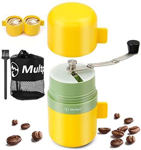 Manual Coffee Grinder, Manual Coffee Bean Grinder with Conical Ceramic Burr, Foldable Hand, Adjustable Coarseness, Portable Burr Hand Coffee Grinder for Outdoor Camping Traveling