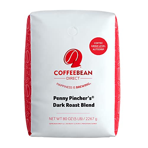 Coffee Bean Direct Penny Pincher’s Blend Dark Roast Ground Coffee, 5 Pound Bag