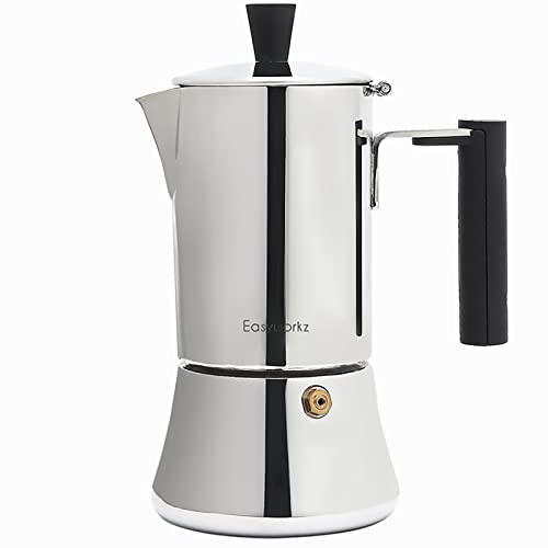 Easyworkz Pedro Stovetop Espresso Maker 6Cup 300ml Stainless Steel Italian Coffee Machine Maker Moka Pot Induction Espresso Pot