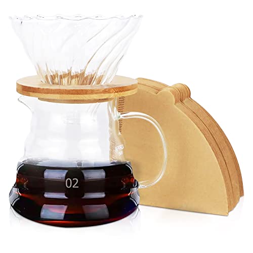 Lapert Pour Over Coffee Maker,Pour Over Coffee Dripper Includes V60 Filter,Coffee Pot(500ML) with Insulation Silicone Cover,Coffee Filters Paper(100pcs),Drip Coffee Maker is the Best Gift for her