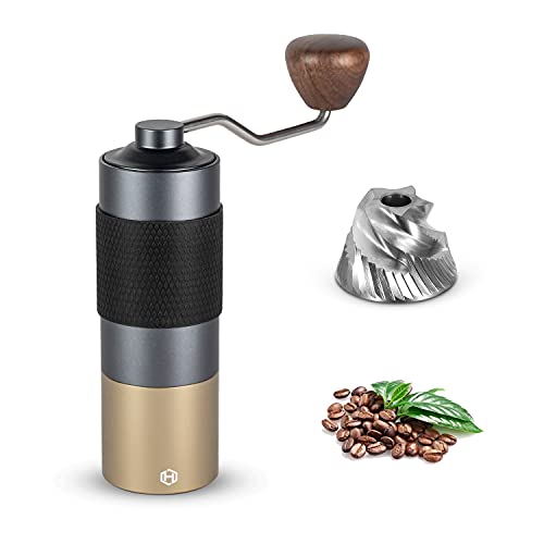 Manual Coffee Grinder – HEIHOX Hand Coffee Grinder with Adjustable Conical Stainless Steel Burr Mill, Capacity 30g Portable Mill Faster Grinding Efficiency Espresso to Coarse for Office, Home, Camping