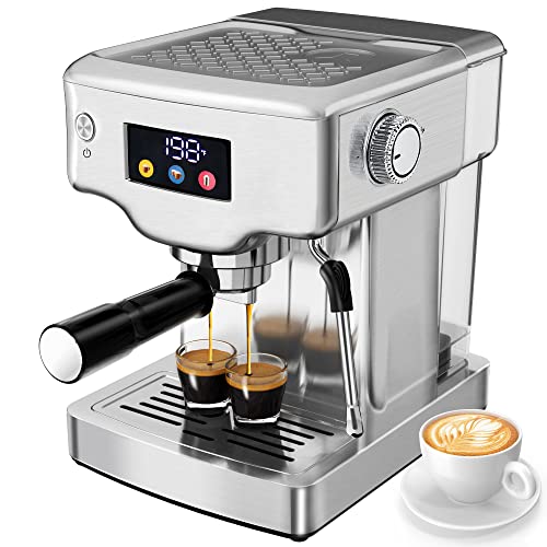 Homtone Espresso Machine 20 Bar, Stainless Steel Espresso Machine with Milk Frother for Cappuccino, Latte, Touch Screen Espresso Coffee Maker for Home (Modern)