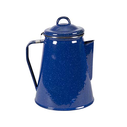 Stansport 8 Cup Percolator Enamel Coffee Pot with Basket, Blue (10343)