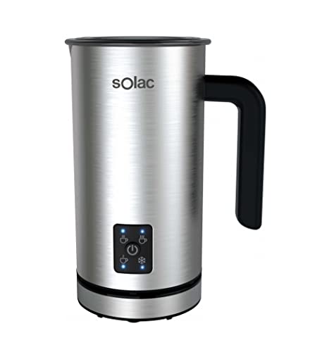 Solac Pro Foam Stainless-Steel Milk Frother & Hot Chocolate Mixer, Metal & Black, SPF500, 17 oz