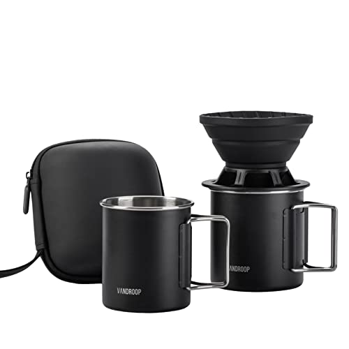 Vandroop Portable Pour Over Coffee Maker Set, Collapsible Silicone Coffee Dripper Set, Perfect for Travel, Camping, Home