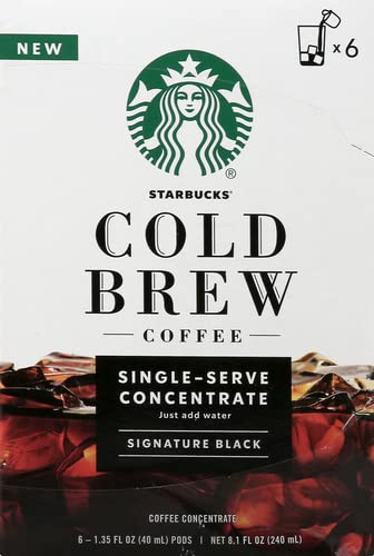 Starbucks Cold Brew Coffee — Signature Black — Single-Serve Concentrate Pods — 1 box (6 capsules)
