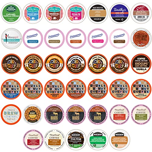 Crazy Cups Pod Variety Pack – Unique Flavors of Chocolate, Vanilla, Caramel, Coffee Capsules, Flavored Coffee, 40 Count