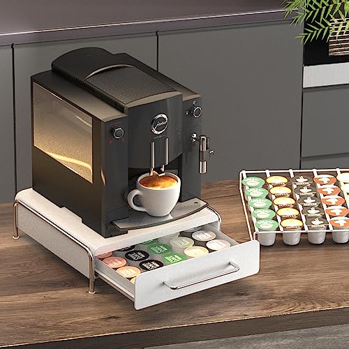 60 Pcs K Cup Holder Nespresso Pods Holder Sliding Drawer Compact Kcup Holder Pull Out Coffee Pod Capsule Storage Drawers K Cup Organizer for Home Kitchen Counter