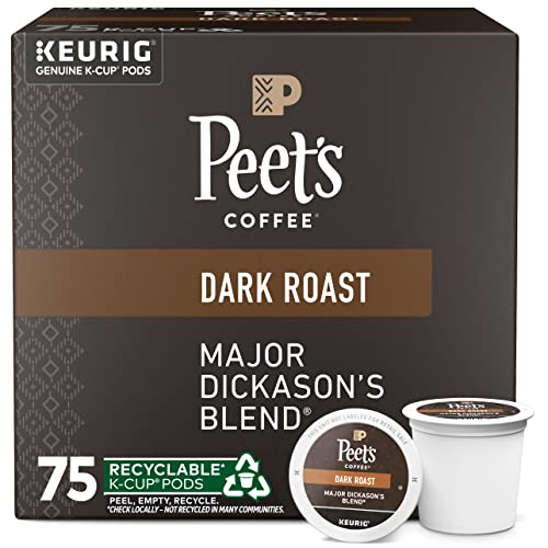 Peet’s Coffee, Dark Roast K-Cup Pods for Keurig Brewers – Major Dickason’s Blend 75 Count (1 Box of 75 K-Cup Pods)