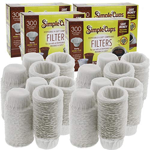 Disposable Paper Coffee Filters 1200 count – Compatible with Keurig, K-Cup machines & other Single Serve Coffee Brewer Reusable K Cups – Use Your Own Coffee & Make Your Own Pods -Works with All Brands