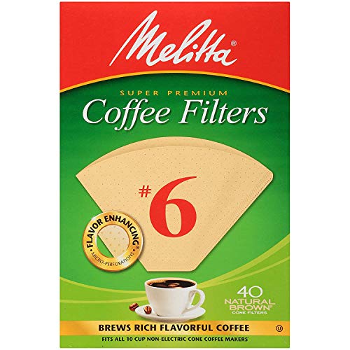Melitta #6 Cone Coffee Filters, Natural Brown, 40 Count (Pack of 12) 480 Total Filters