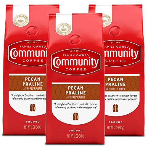 Community Coffee Pecan Praline Flavored Ground Coffee, 36 Ounce (12 Ounce Bags, Pack of 3)