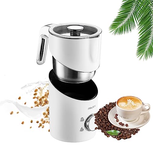 Milk Frother Steamer – iTRUSOU Electric Foam Maker and Milk Steamer Warmer, Hot and Cold Milk Frother and Steamer for Latte, Cappuccinos, Macchiato, Auto Shut-Off & Quiet Working White