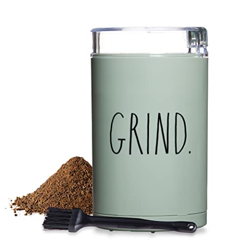 Rae Dunn Electric Coffee Grinder, Perfect Grinder for Coffee, French Press, Espresso, and Drip Coffee, Grinders for Spices, Seeds, Nuts, Grains, and Herbs, Sage