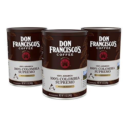 Don Francisco’s Colombia Supremo, Medium Roast Ground Coffee (3 x 12 oz Cans)