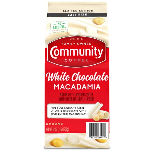 Community Coffee Limited Edition White Chocolate Macadamia 32 ounce bag Flavored Ground Coffee, Medium Roast
