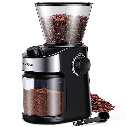 SHARDOR Coffee Grinder Burr Electric, Automatic Coffee Bean Grinder with Digital Timer Display, Adjustable Burr Mill with 25 Precise Grind Setting for Espresso, Drip Coffee, and French Press, Black