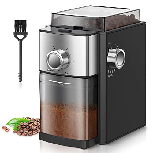 CHEFFANO Burr Coffee Grinder, Electric Coffee Bean Grinder [150W Max] with 8.8oz Large Bean Hopper & 17 Grinding Settings & High Up to 12 Cups Options for Espresso, French, Black (BG701) (Black01)
